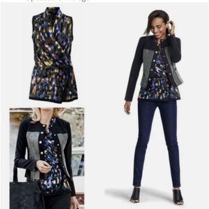 Cabi Flaunt Faux Wrap Sleeveless Abstract Watercolor Top M